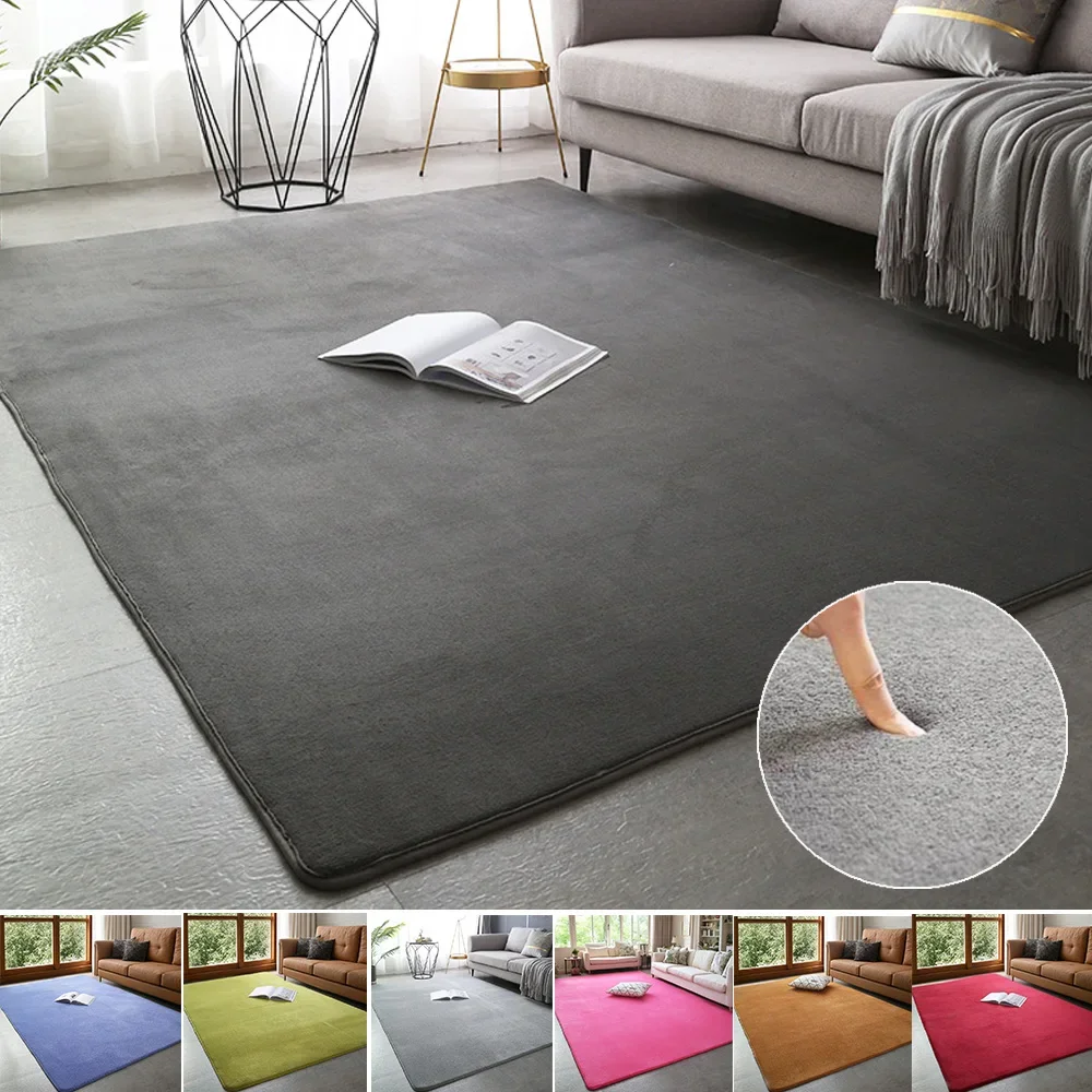 

Non Slip Hair Carpets Fur for Living Room Solid Color Coral Velvet Furry Floor Mat Children's Pink Fluffy Rugs Modern Home Decor