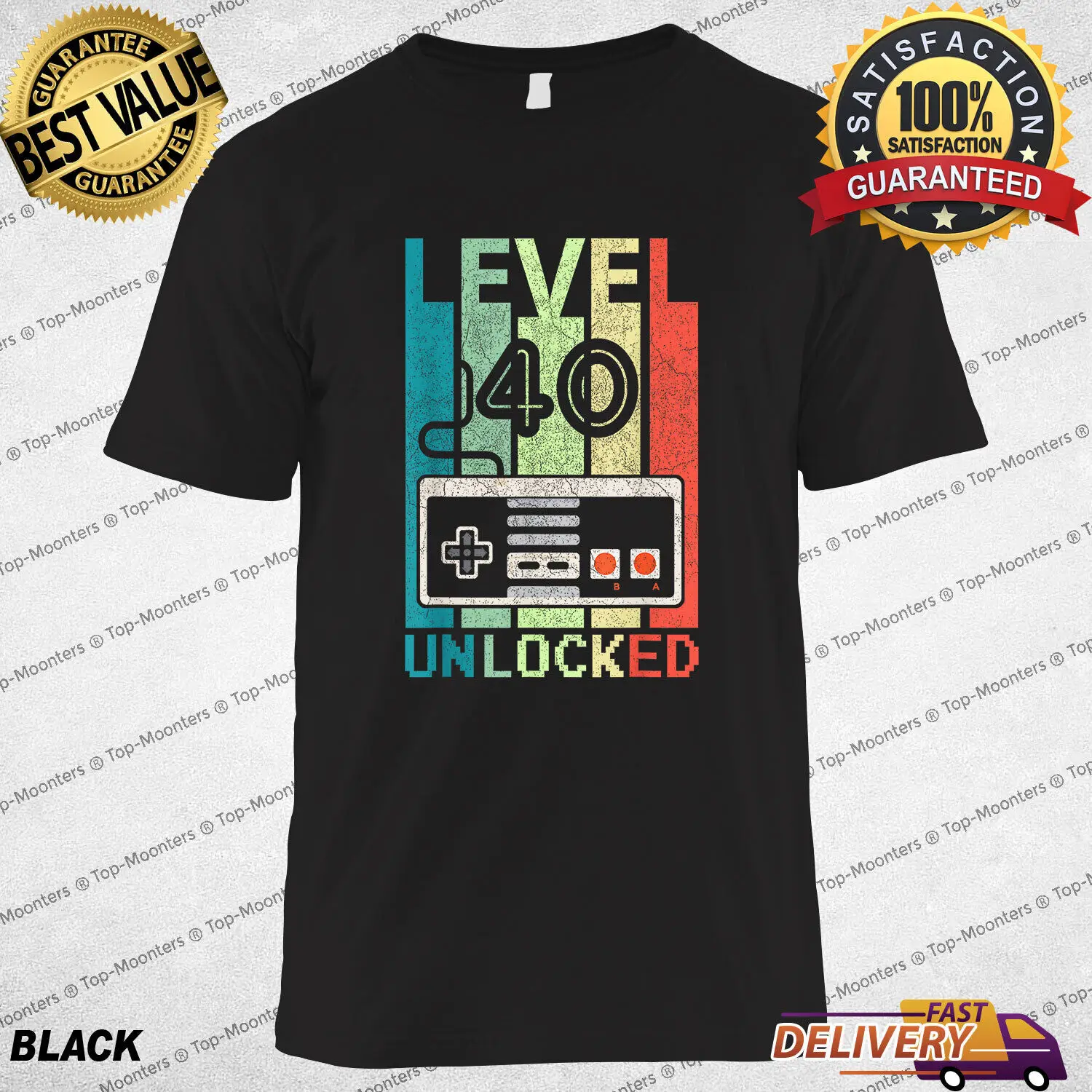 Level 40 Unlocked Video Gamer T-Shirt Perfect 40th Birthday Gift For Gamers