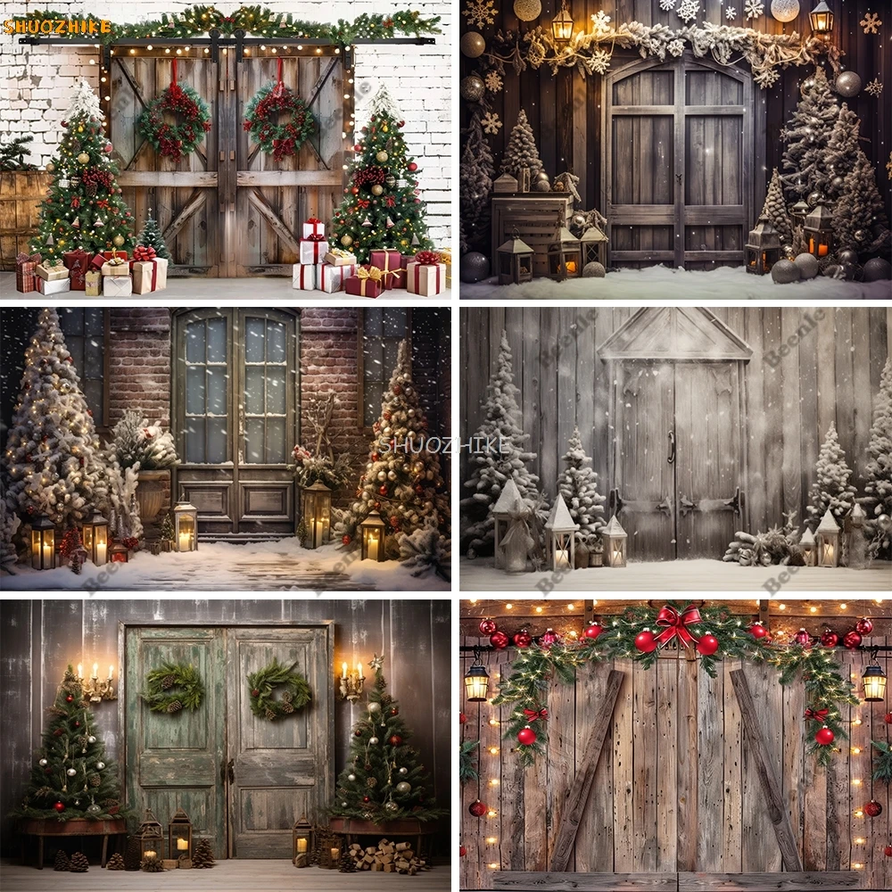 

Christmas Photography Background Winter Forest Candles Xmas Tree Gift Kid Family Portrait Decor Backdrop Photo Studio