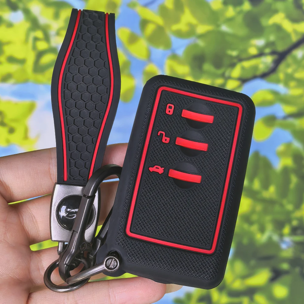 Anti-slip Texture Silicone Key Fob Cover with Keychain for SUBARU Forester Impreza Legacy XV Smart 3 Buttons Remote Key