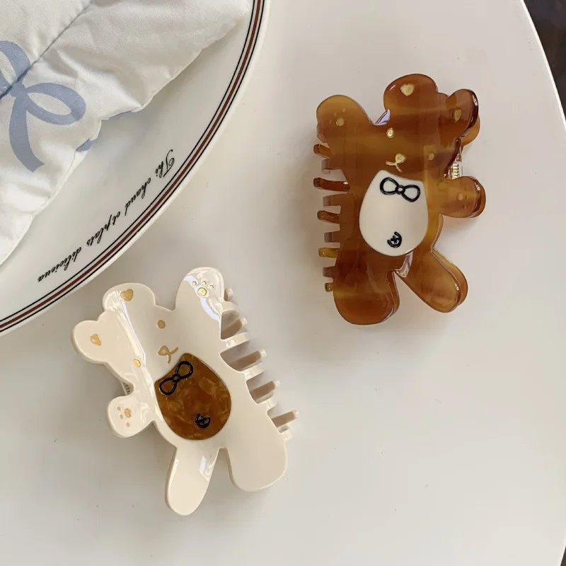 new-style-acetate-hair-claw-cute-bear-design-funny-girl-updo-non-slip-creative-fashion-head-accessories-for-women-daily-wear