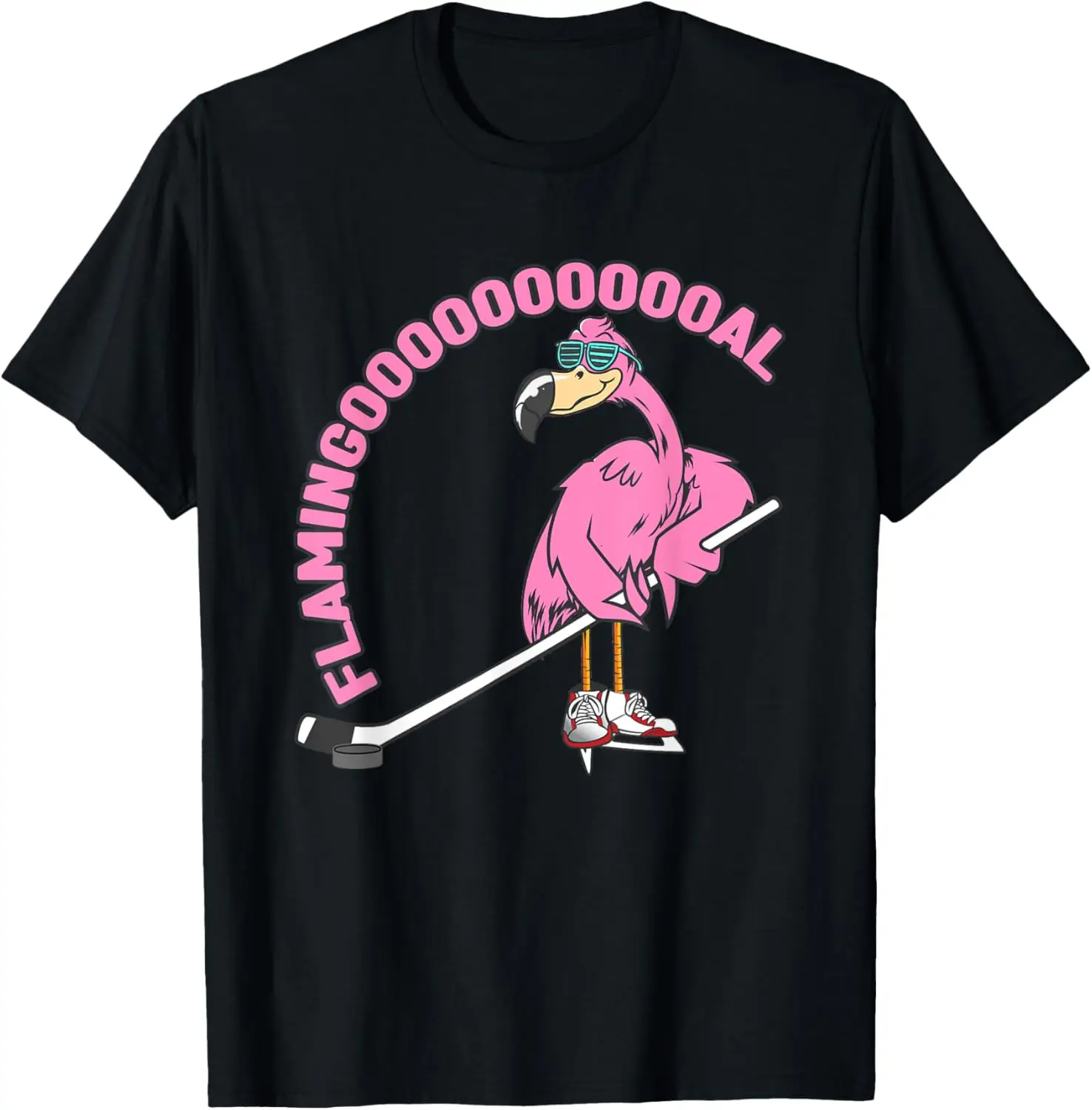 

Flamingo Goal Funny Ice Hockey Player Graphic Tee Short Sleeve Cotton T-Shirt