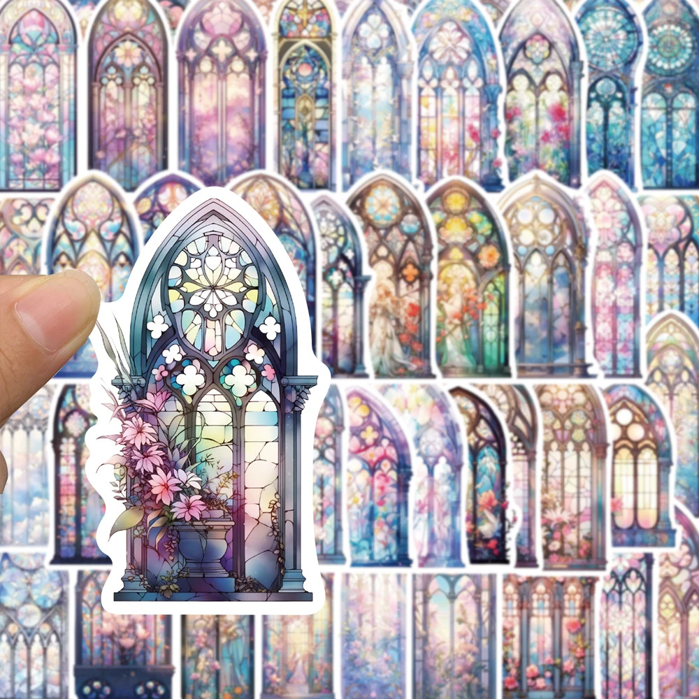 10/30/50pcs INS Style Church Glass Aesthetic Stickers Waterproof Decals Cartoon Laptop Scrapbook Phone Cool Decoration Sticker