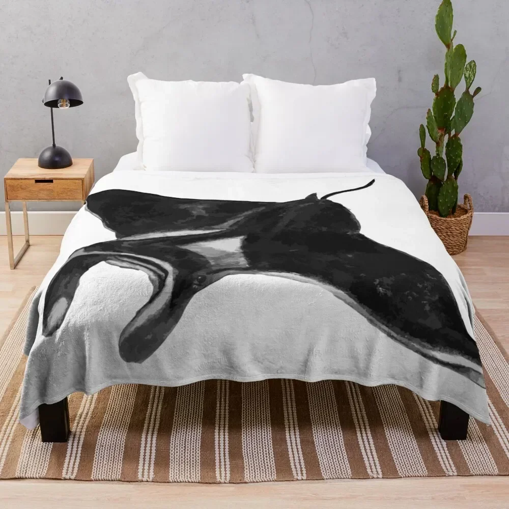 

Manta Ray Drawing Throw Blanket Designers Sleeping Bag Blankets