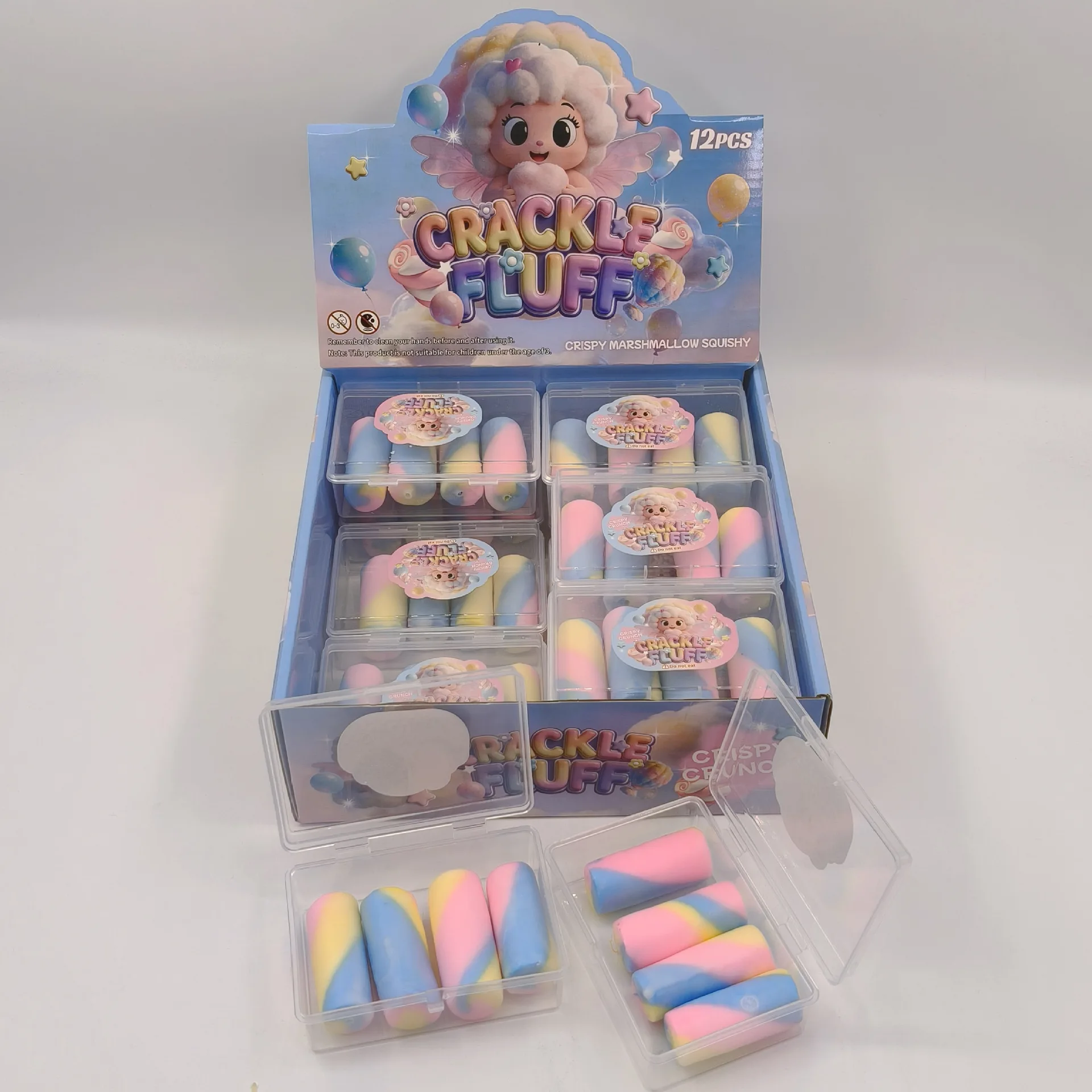 Crunchy Rainbow Roll Squishy Toy, Macaron Color Crunchy Outside Soft Inside Stress Relief Squeeze Fidget Toy for Kids & Adults