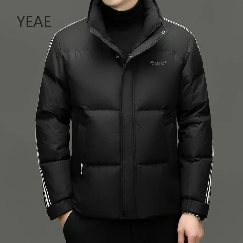 YEAE-Chaqueta corta de plumón de pato con cuello levantado para hombre, ropa de diseñador, chaquetas acolchadas ligeras, abrigo informal de invierno