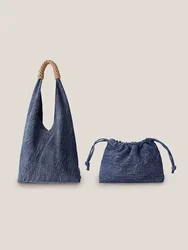 Borsa in Denim borsa a tracolla ad alta capacità Vintage semplice borsa in composito da donna