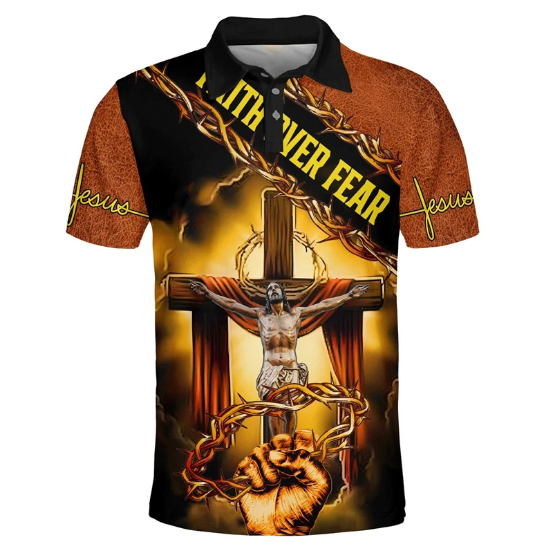 

New Mens Womens Polo T Shirt New Son Of God Jesus Cross Graphic 3d Printed Fashion Y2k Short Sleeve Golf Polo Tops Mens Clothing