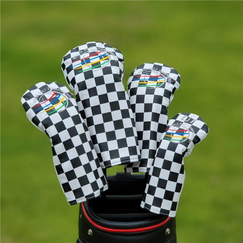 New Plaid Golf Club #1 #3 #5 Wood Headcover for Driver Fairway Woods cover PU Leather Head Covers Set Protector Golf Accessories