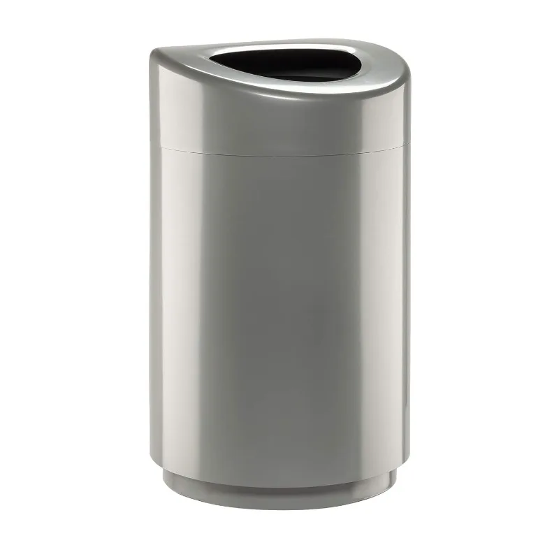 Open Top Trash Can, 30 Gallon Stainless Steel Modern Garbage Can for Indoor Use, Silver