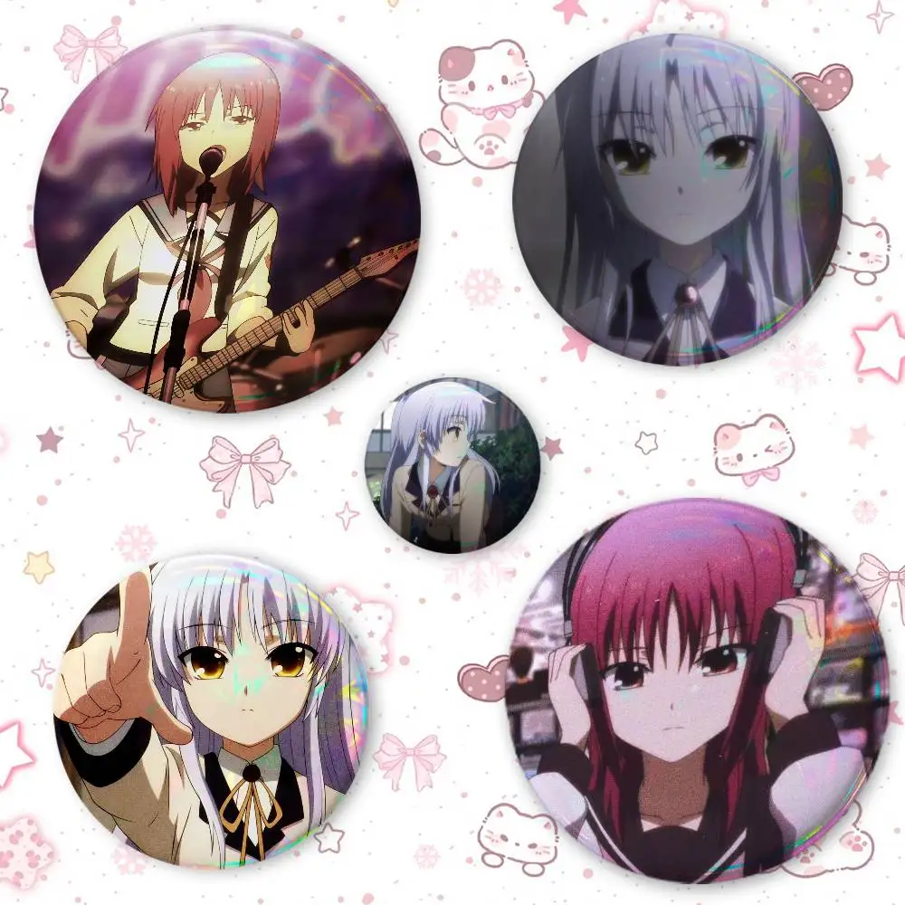 Anime A-Angel Beat-s Creative Round Button Pins Badge Set Cartoon Anime Movie Music Pattern Brooches For Bags Jackets