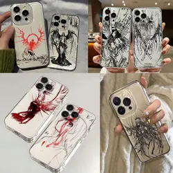 INS Black Lines Fallen Angel Goddess Phone Case For Xiaomi Redmi Note 13 12 12C 11 10 10C 13C 10s 9s 9A 9T 9C 8 7 Pro Max 4G 5G