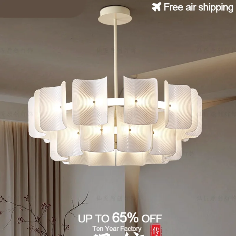 

Modern luxury LED white chandelier light ceiling for living room and dining room with hanging dimmable decorative pendant