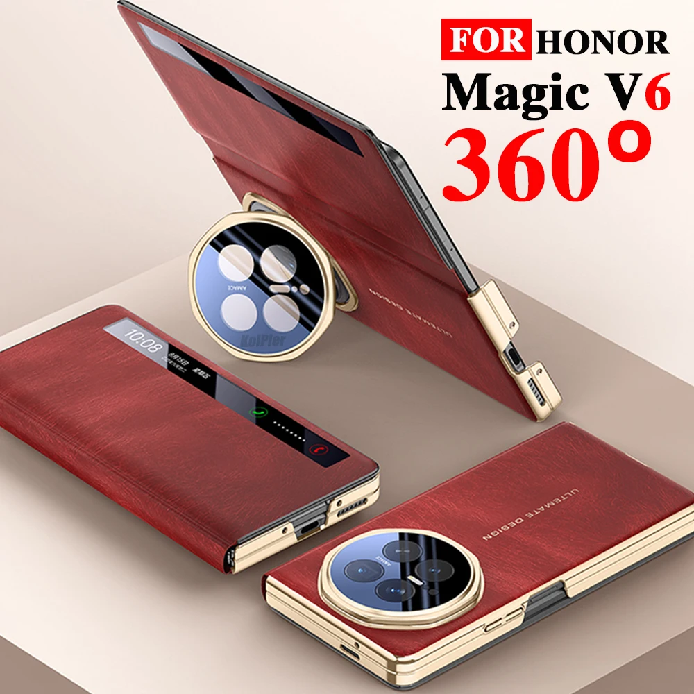 

Flip PU Leather Case For Honor Magic V6 Business Smart Sleep Wake Cell Phone Cover Cases For MagicV6 Lens Stand Capa