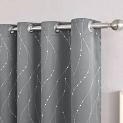 2 pieces of modern simple hot silver striped blackout curtains, high quality fabric heat insulation effect, suitable for bedroom