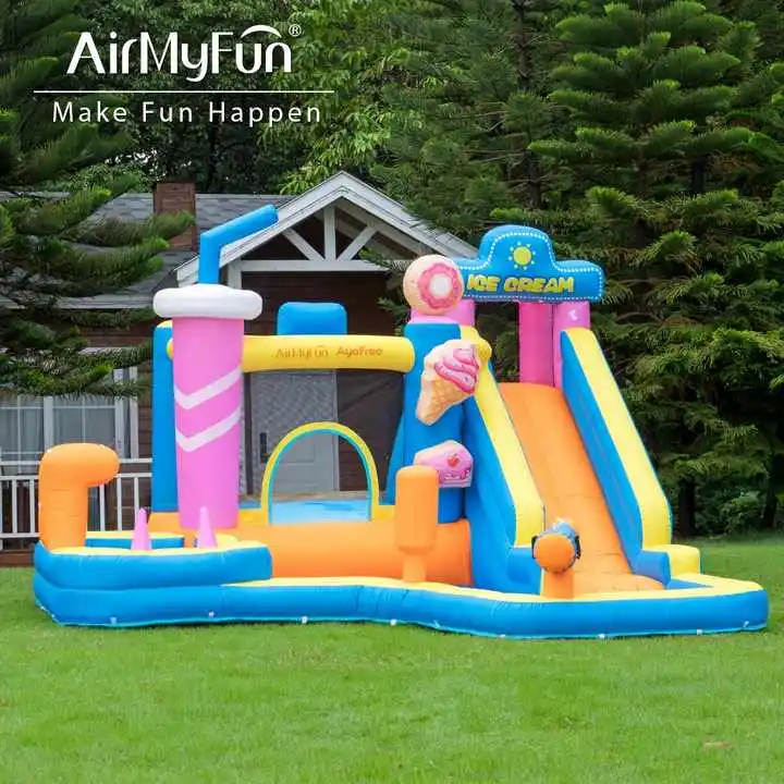 Airmyfun small inflatable water slide environmentally friendly Oxford cloth material ice cream ice cream style inflatable castle