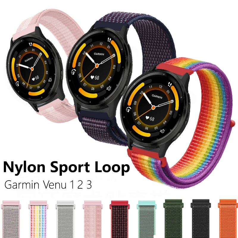 20mm 22mm Nylon Strap for Garmin Venu 3 2 Forerunner 645 Smart Watch Band Wristband Bracelet Garmin Vivoactive 3 4 5 Band