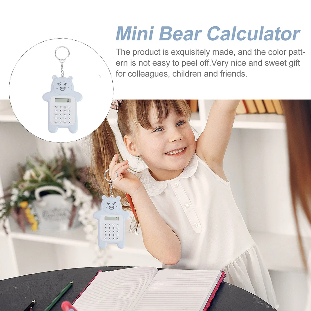 

Compact Mini Calculator Keychain Portable Hanging Cartoon Bear Calculator Decorative Pendant Student Gift Calculators