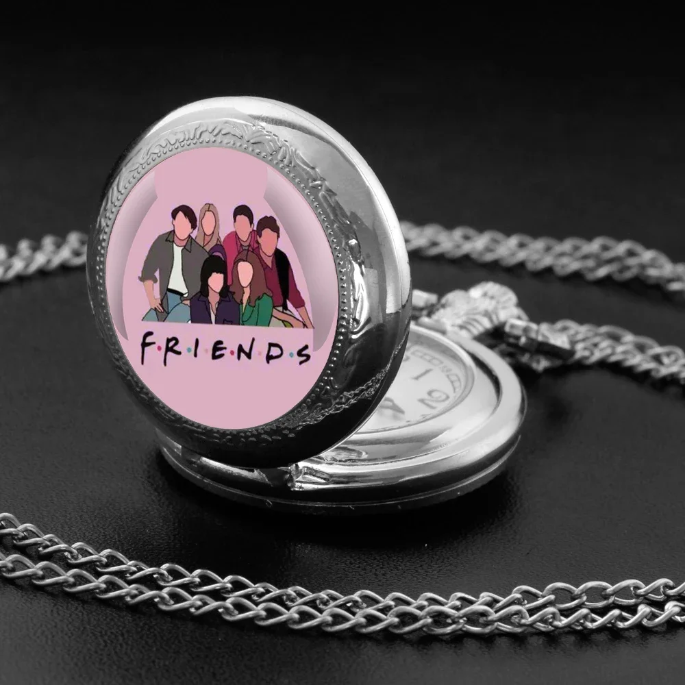 

Classic Teleplay Friends Vintage Glass Dome Quartz Pocket Watch Chain Timepiece Pendant Ideal for Men Women Children As Gifts