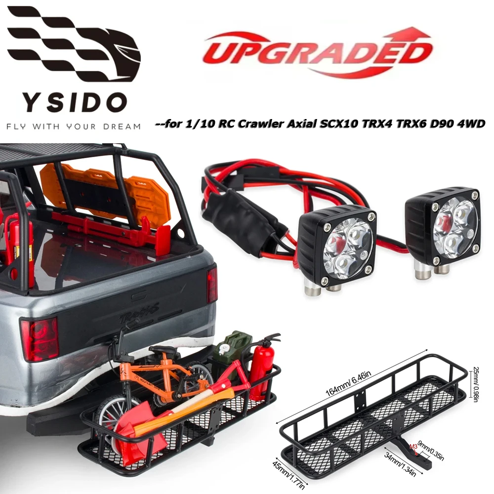 

RC Car Lighting Kit Flexible LED Light Bar Square Lamp Rear Hitch Carrier Rack for 1/10 RC Crawler Axial SCX10 TRX4 TRX6 D90 TF2