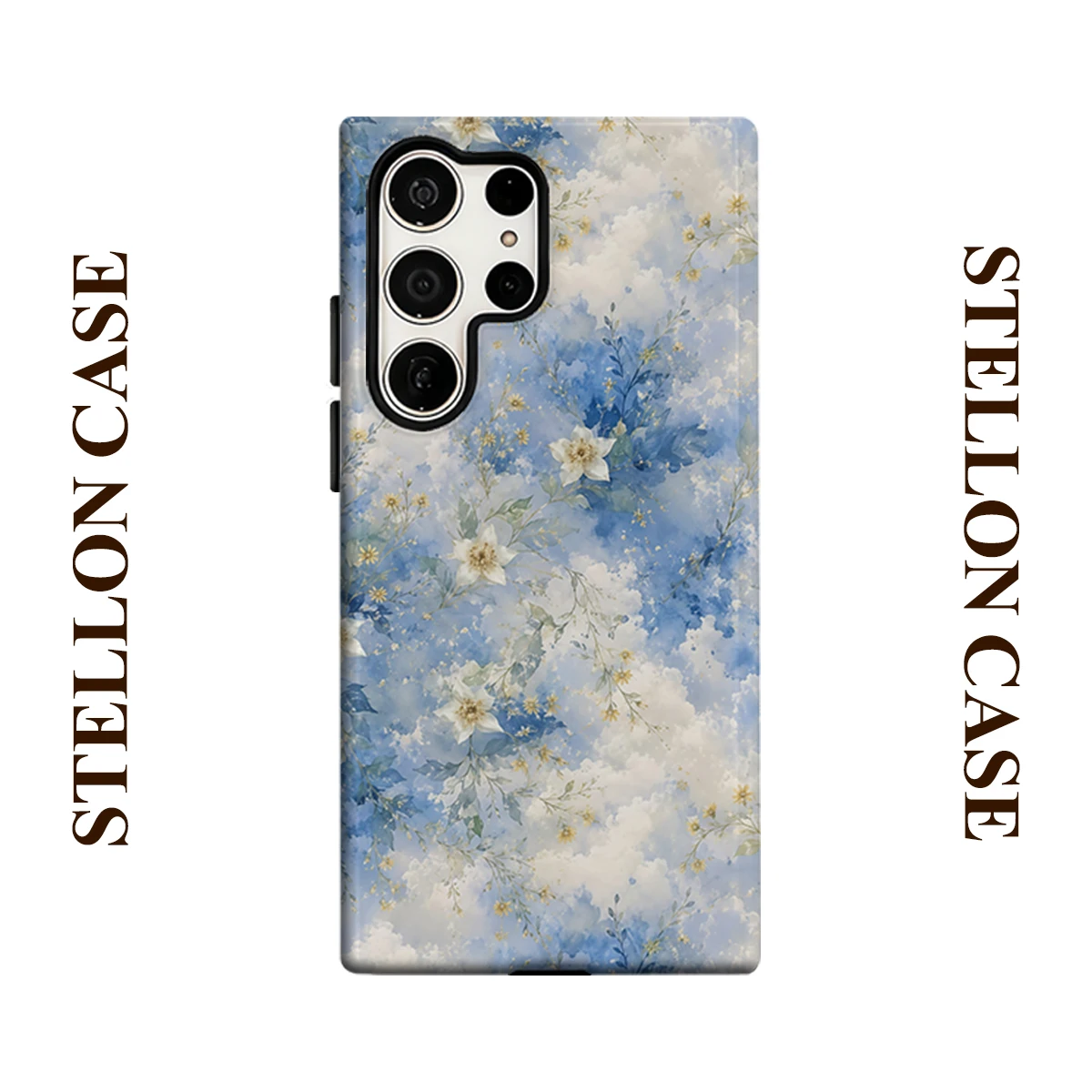 Cloud Floral Phone Case for Samsung Galaxy S25 Ultra S24 S23 Ultra Plus Glossy Double-layer Back Cover