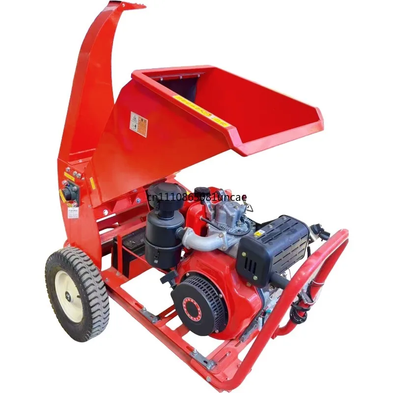 Mobile Wood Crusher for Orchard, Household & Garden, Diesel Power Branch Shredder, Small Tree Chipper