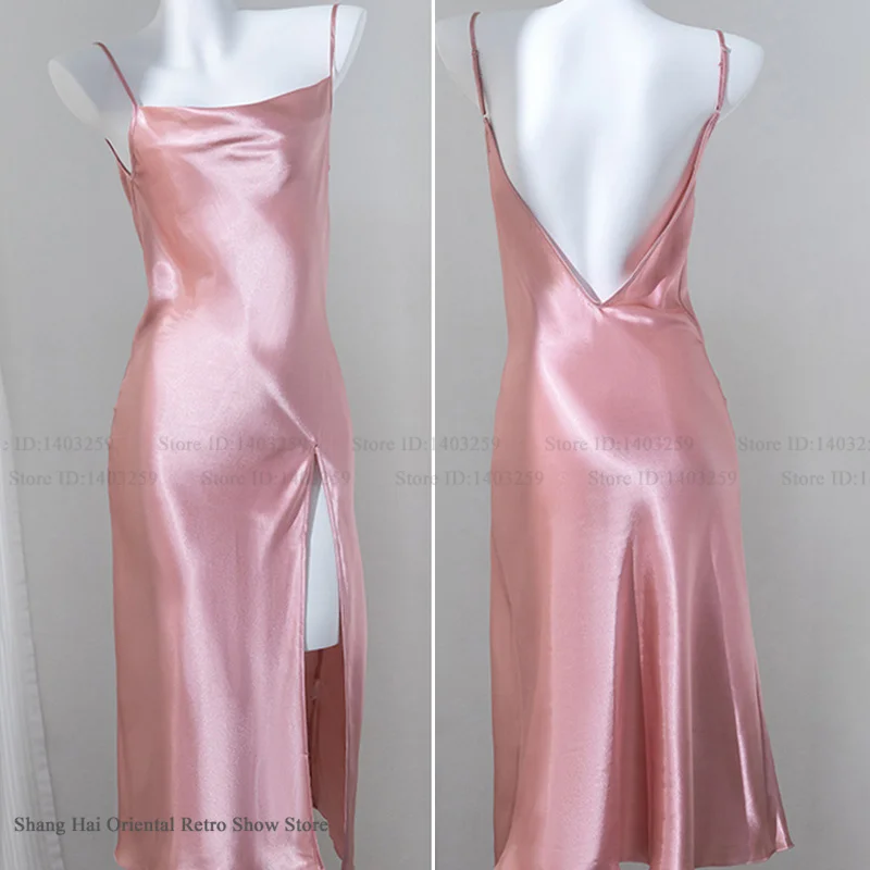 

Sexy Suspender Long Nightgown Chemise Sleepwear Summer New Female Night Wear Homewear Sexy Backless Split Nightdress Lingerie