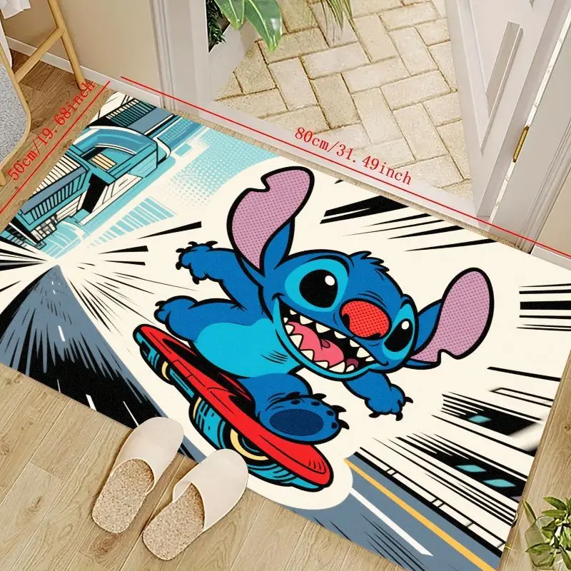 

1 шт. Коврик для скейтборда Disney Lilo & Stitch, коврик для скейтборда Vibrant Cartoon Stitch в стиле поп-арт, противоскользящий моющийся коврик для детской комнаты