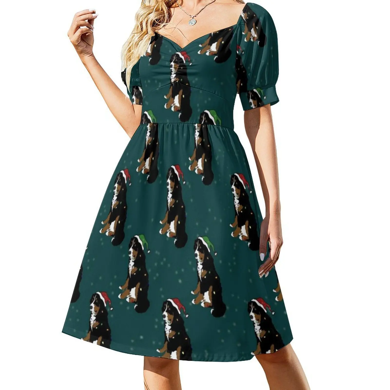 Christmas Bernese Mountain Dog Dress - alternate angle