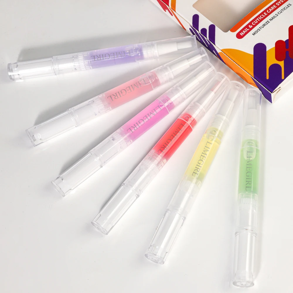 Limegirl 6pcs น้ํามันหนังกําพร้าเล็บโภชนาการน้ํามันปากกาของขวัญกล่องชุดสําหรับเล็บน้ํามันบํารุงผิว Dead Skin Cracks Care ผลิตภัณฑ์ชุด