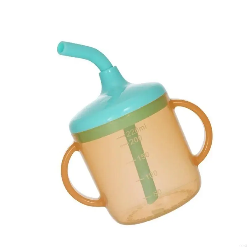 CORB Baby Learn to Drink Cup with Anti Leak Feature Soft Straw and Clear Scale 220ml for Independently Drinking