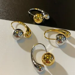 French Retro Water Droplet Small Metal Ball Temperament Light Luxury High-quality Earrings for Women Jewelry Gifts.