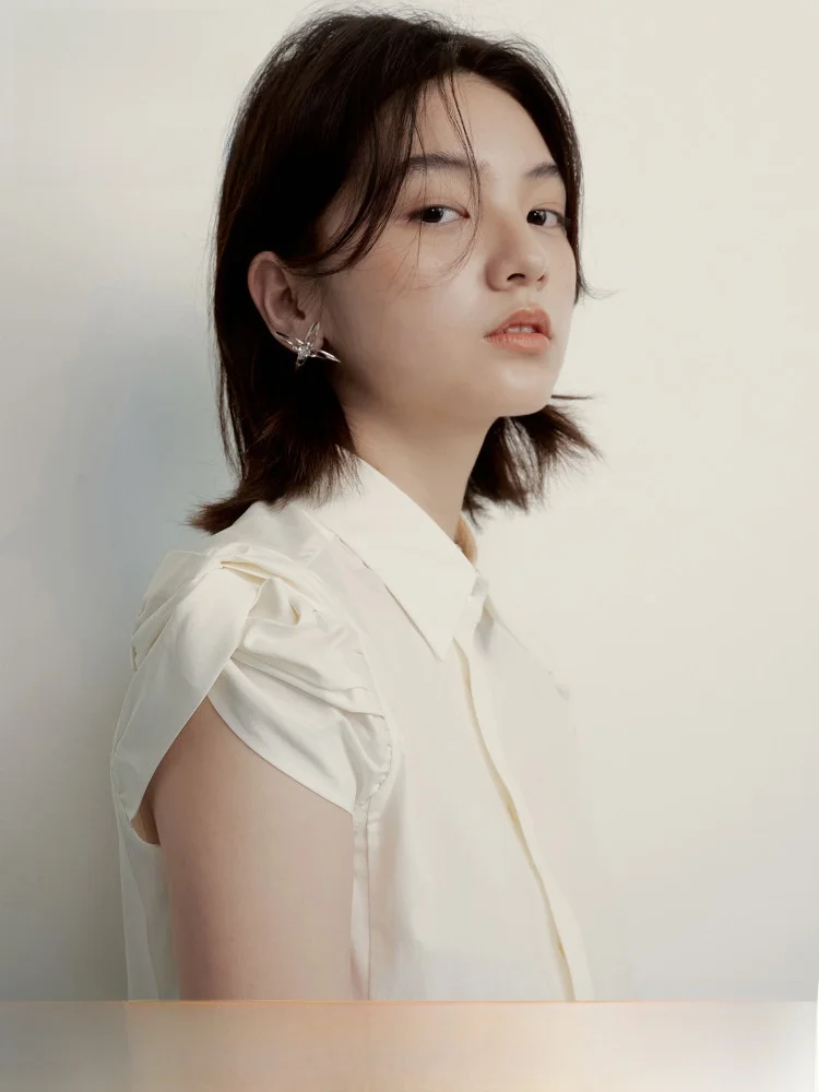 

Fussed Urban Collection Bubble Sve Silk Cotton irt Sand Apricot White Top Women's Faion Original Design ort Sve
