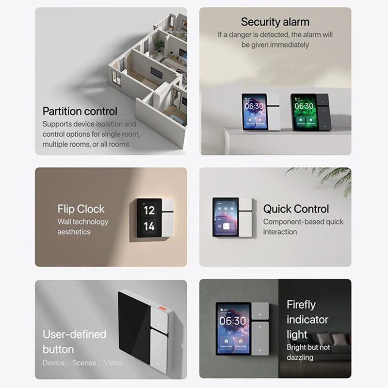 Tuya Smart Touch Screen 3.5 Inch Wifi Panel Scene Switch Central Controller Forintelligent Home Automation Grey