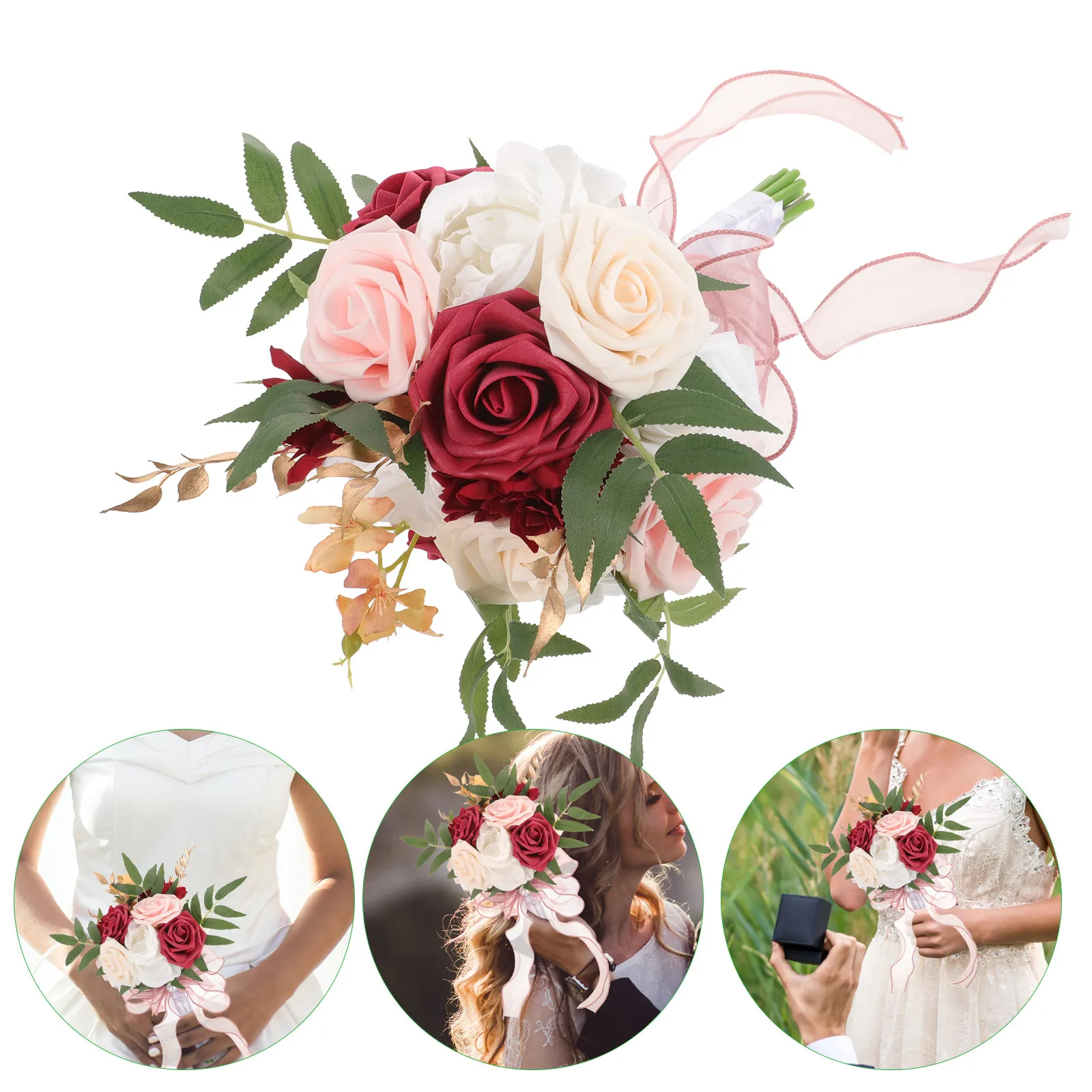 

Искусственные цветы для букета подружки невесты, романтическое свадебное украшение для центральных элементов стола на приеме, товары для вечеринок