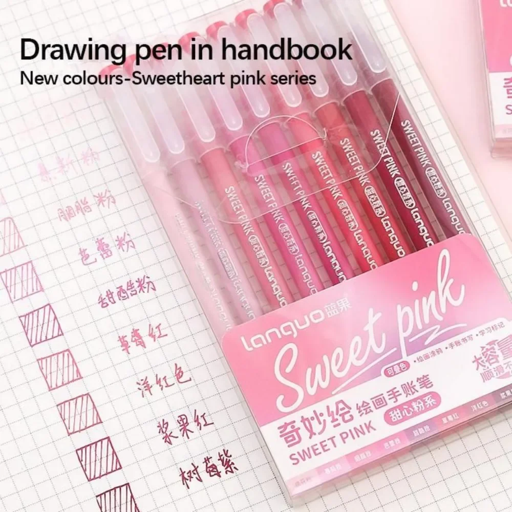 Languo 9 Color Highlighters Pen Shiny Bling Pen for Diary Notebook Painting Drawing Writing Student Art Stationary Supplies
