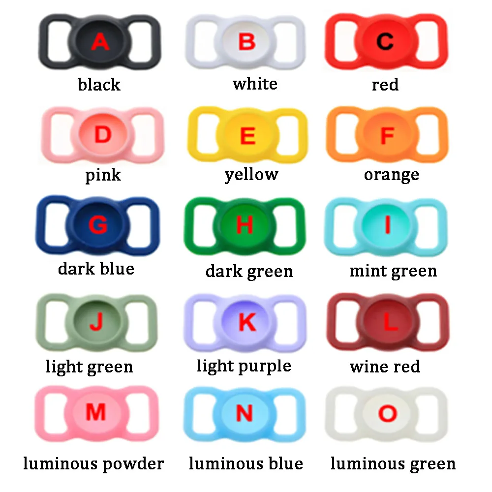 100 قطعة قابلة للتطبيق Airtag سيليكون طوق الحيوانات الأليفة مكافحة فقدان القط الكلب محدد اللون مضيئة حماية أبل المقتفي كم واقية