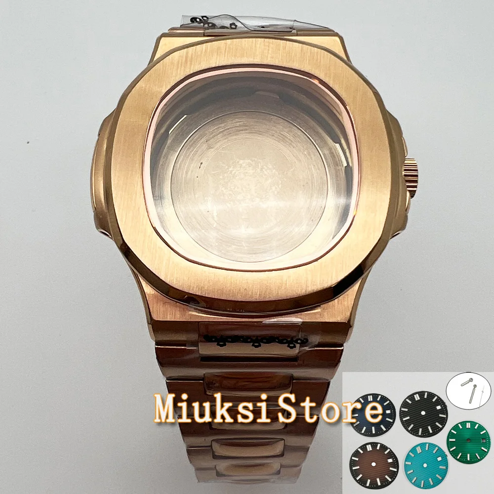 

42mm rose gold watch case sapphire glass fit NH35 NH36 ETA2824 2836 Miyota8205 8215 PT5000 Mingzhu DG2813 3804 movement