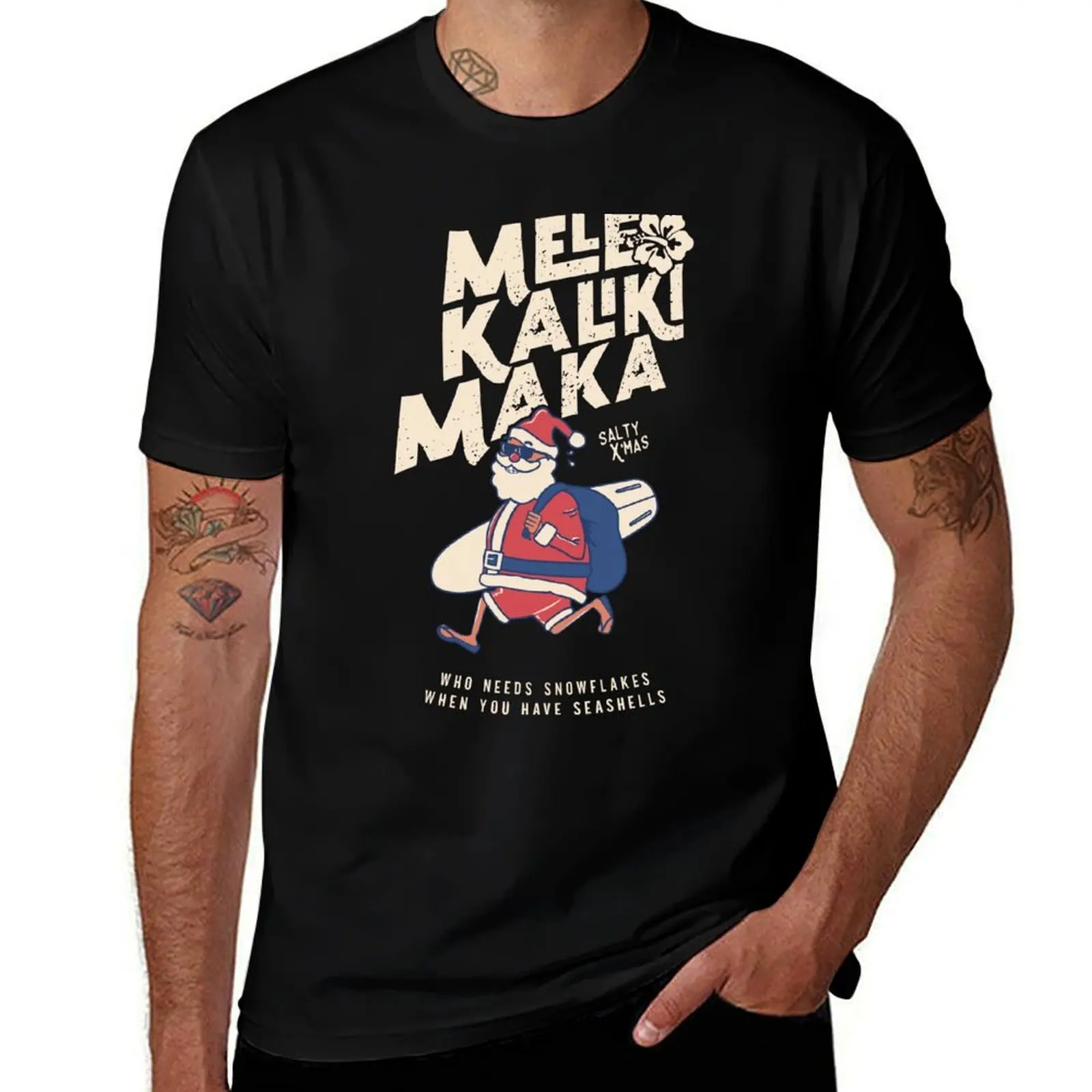 

Mele Kalikimaka - Funny Santa Hawaiian Getaway Christmas Gift T-Shirt t shirts with prints anime t shirts oversize T-Shirt