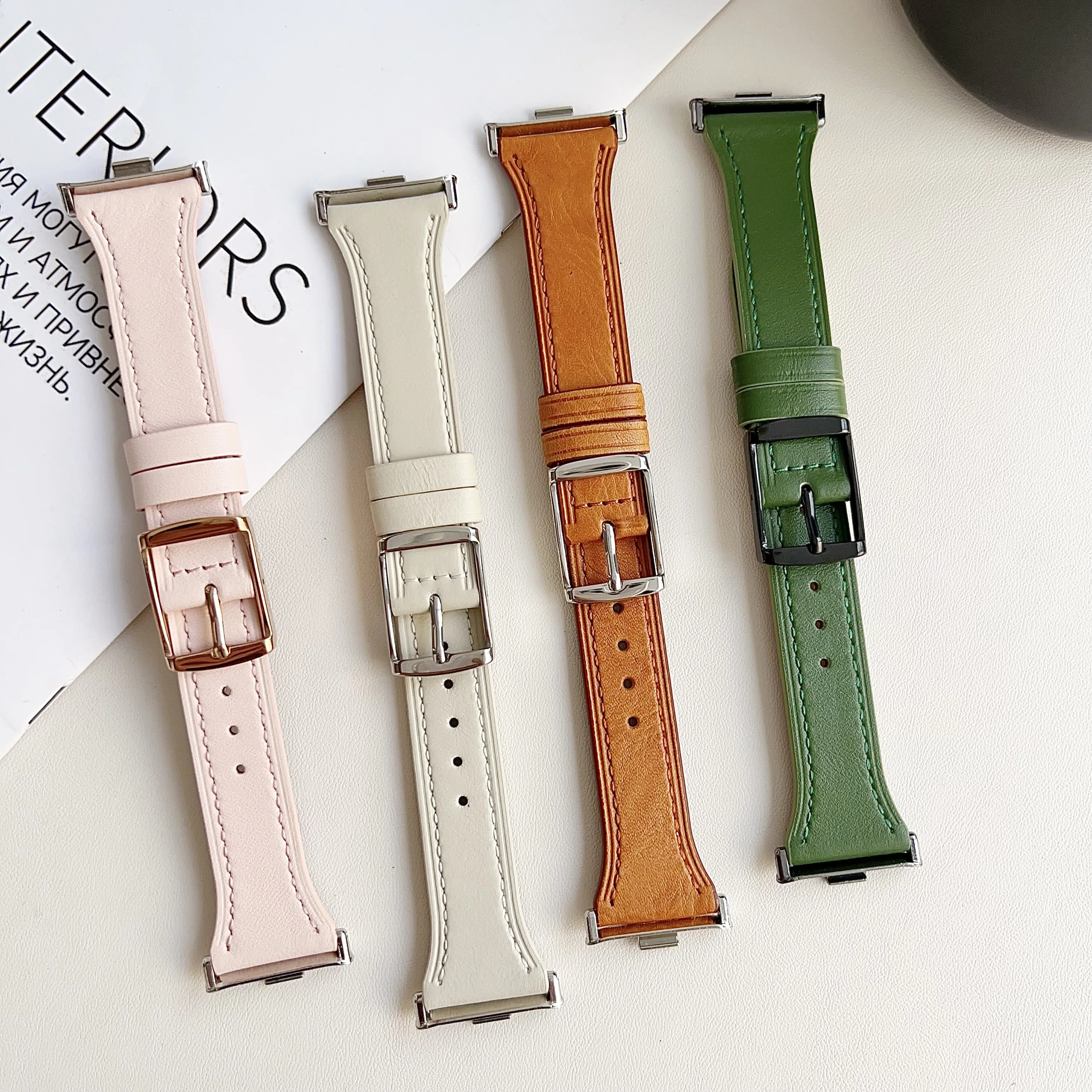 Leather strap square buckle strap For Redmi watch4 For xiaomi band8 pro