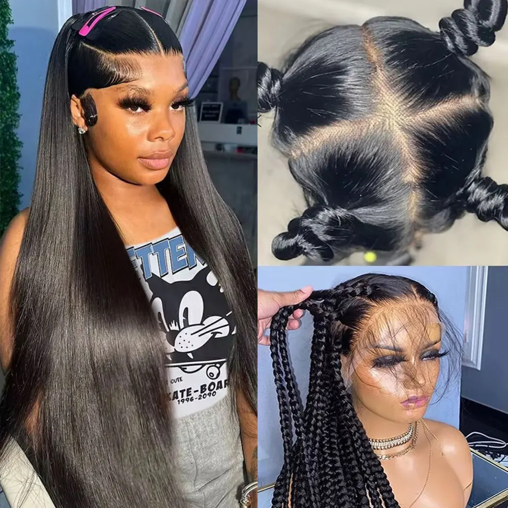 30인치 360 풀 레이스 가발 스트레이트 인모 가발 200% 밀도 HD 레이스 프론탈 가발 100% 인모 레미 레이스 프론트 프리 플러킹 가발