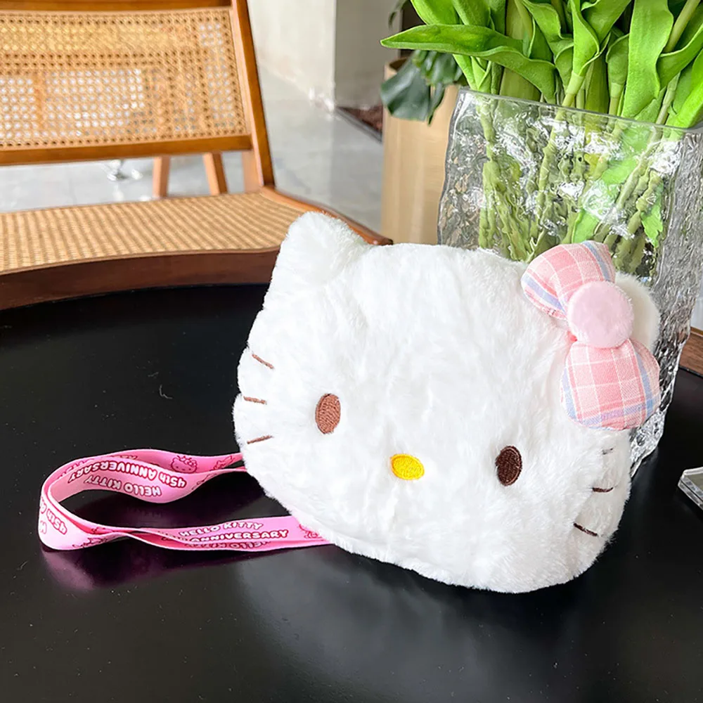 Kawaii Sanrio Hello Kitty Mini Shoulder Bag Cartoon Messenger Plush Backpack Earphone Storage Bag for Girl Kids Cute Rucksack