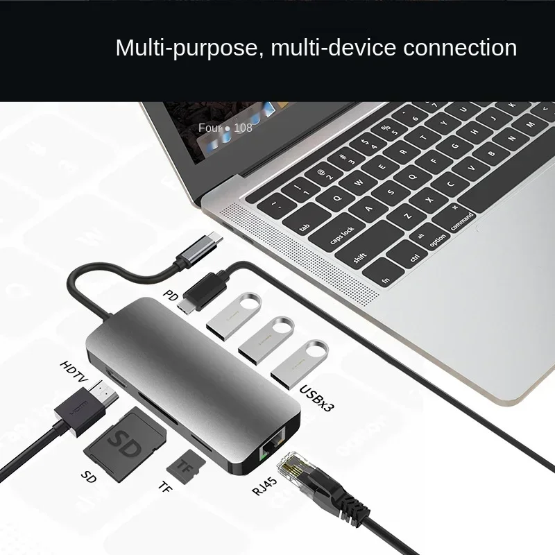 4K Thunderbolt 3 USB C Hub إلى USB 3.1 Type - C Hub مع Hub 3.0 TF SD Reader Slot PD محول لجهاز MacBook Pro/Air 2020