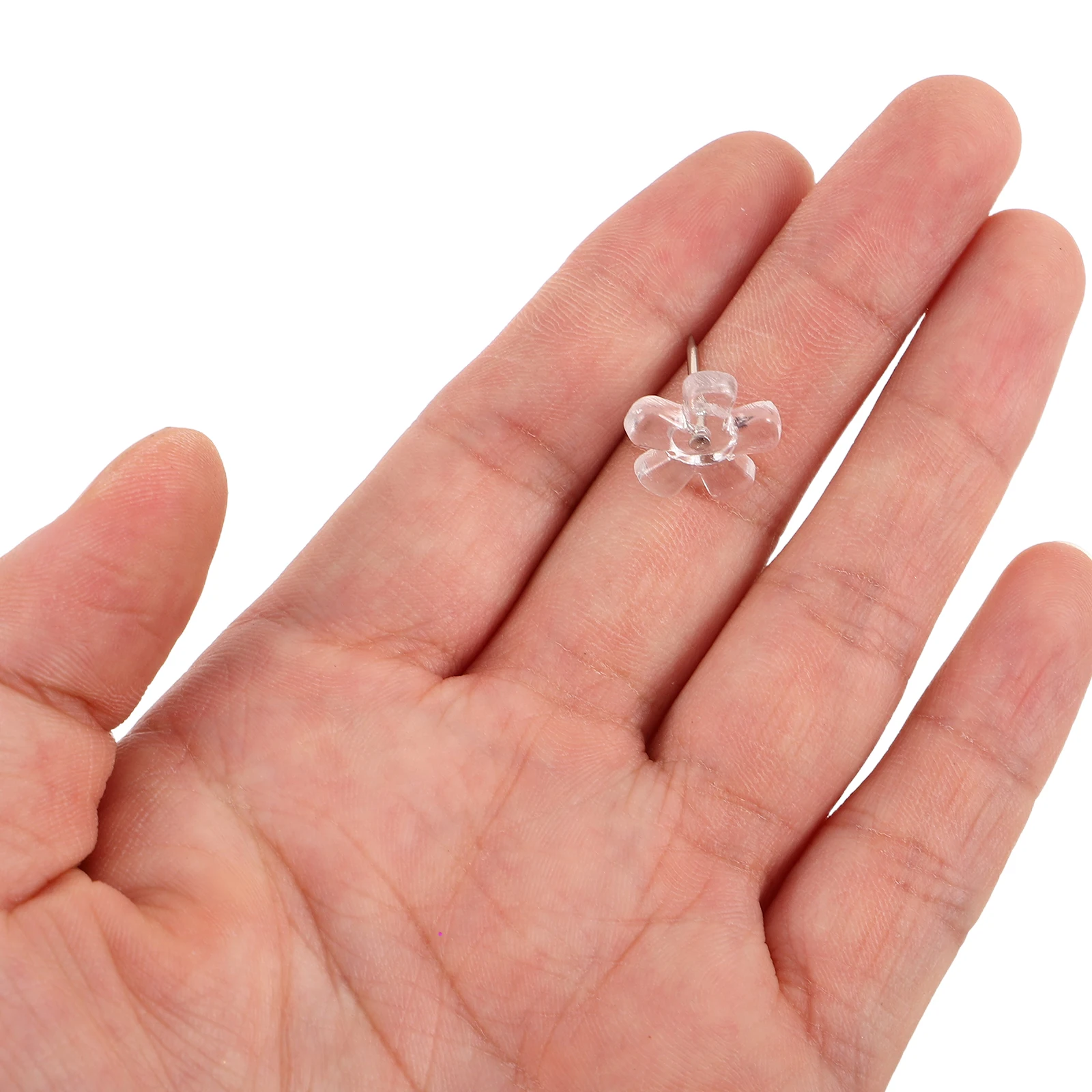 

200pcs Transparent Flower Pushpin Clear Thumb Tacks Cute Office Decorative Pins for Cork Boards Message Maps Fabric Marking