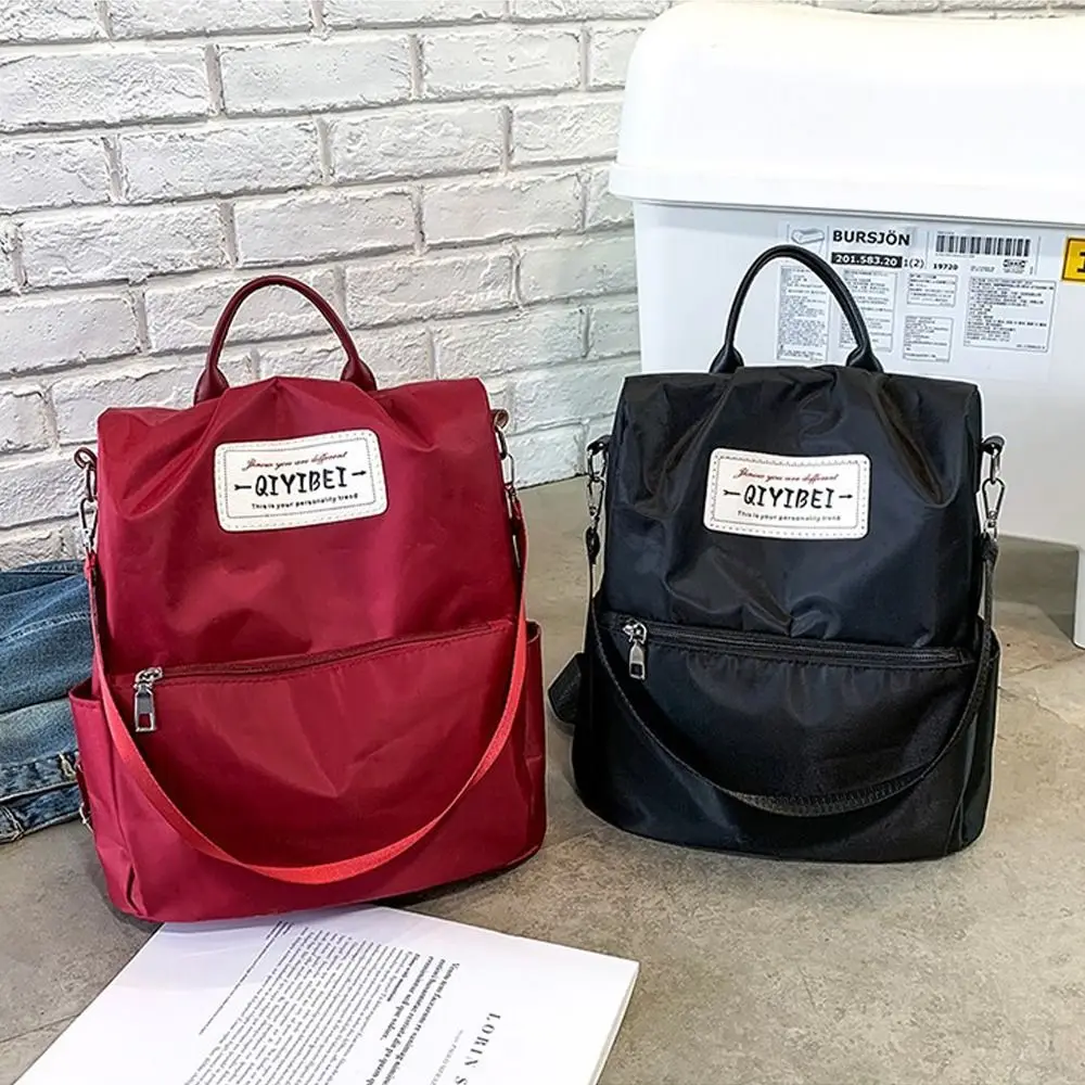 High Capacity Waterproof Oxford Backpack Solid Color Lightweight Travel Daypack Versatile Anti-theft Shoulder Bag For Women