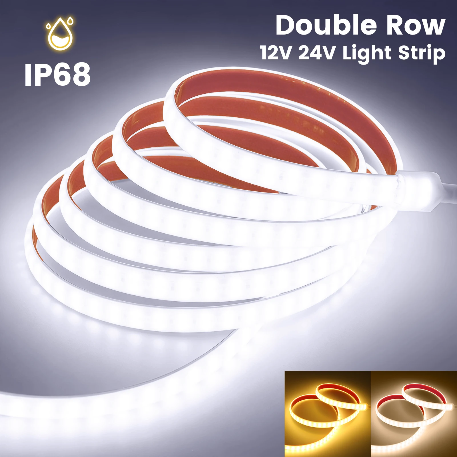 IP68 Waterproof LED Strip 240 LEDs Double Row High Bright Flexible LED Light Outdoor Garden Swimming Pool Decor Lamp 12V 24V