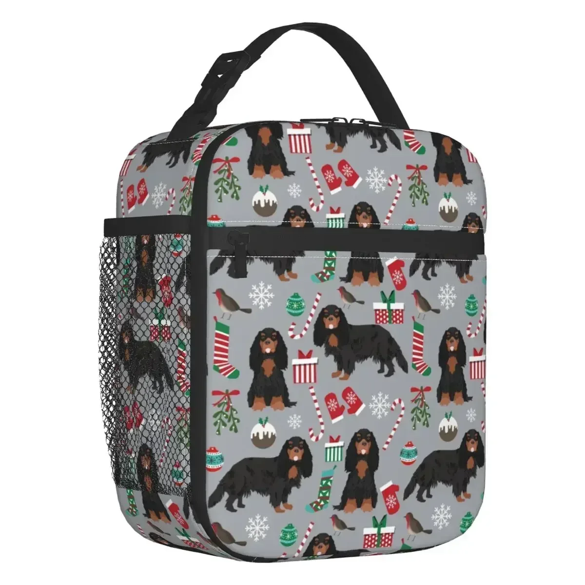 

Cavalier King Spaniel Christmas Gifts Insulated Lunch Bag for Portable Pet Dog Thermal Cooler Bento Box Kids School