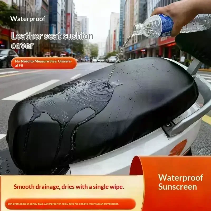 Universal Motorcycle Seat Cover Waterproof Dustproof Thickened PU Leather Cushion Protector Pad For Electric Scooter Bike Use