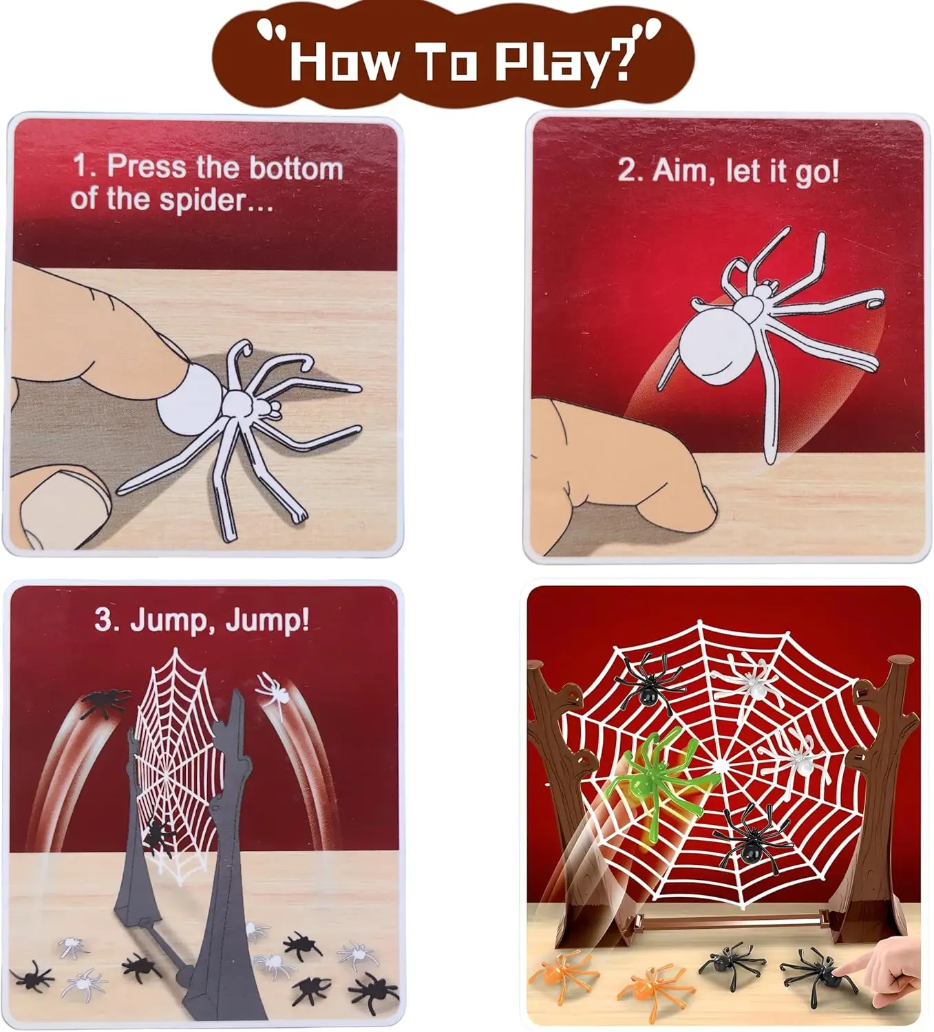 Jumping Spider Launch Board Game - Interactive Family Party Toy , Educational Bouncing Set, Ideal Birthday Helloween Xmas Gift