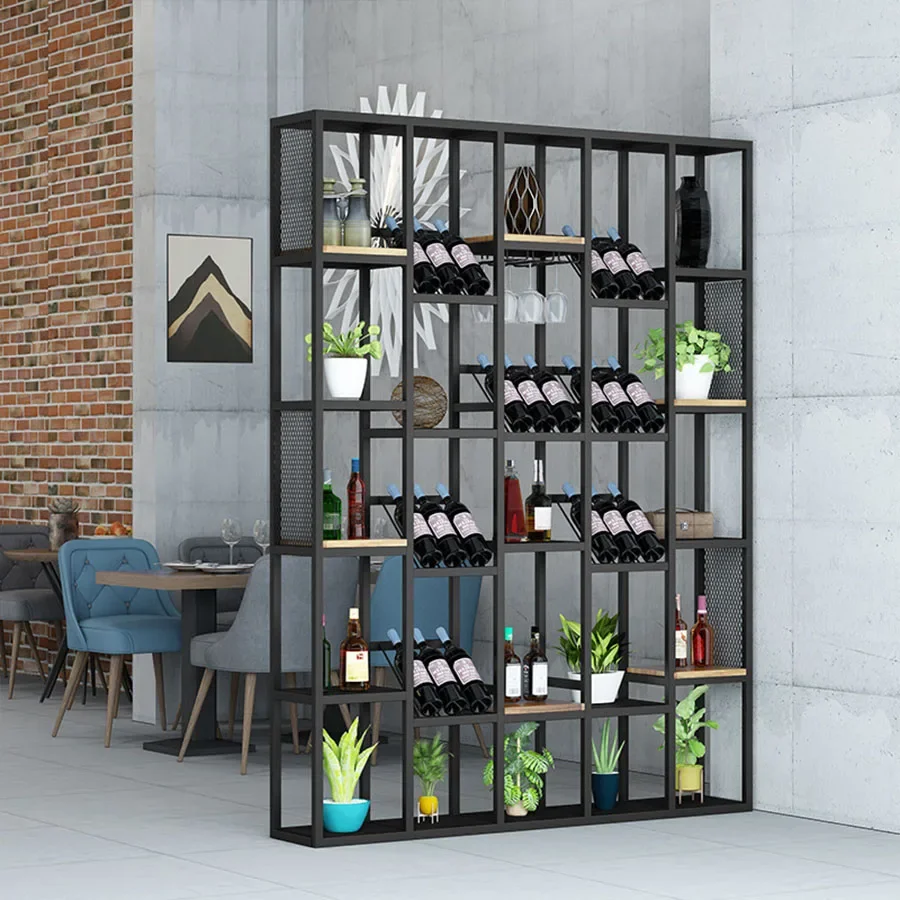 

Iron Wine Cabinet Industrial Storage Dinning Room Black Art Metal Vertical European Wine Rack Holders Armadietto Bar Furniture